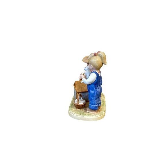 1985 Vintage Denim Days 1514 Danny and Debbie Bunny Hutch Figurine By Homco - Picture 7 of 10
